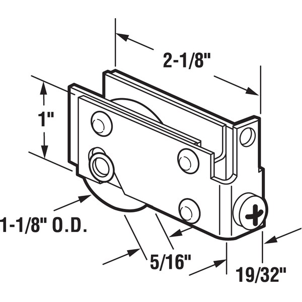 Prime-Line 1-1/8 in. Steel Ball Bearing Door Roller Assembly, for Viking Single Pack - D 1540