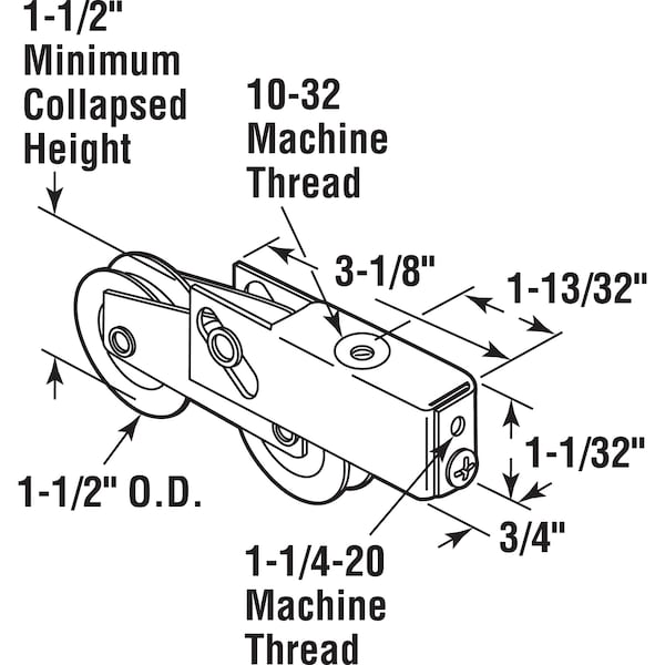 Prime-Line 1-1/2 in. Stainless Steel Ball Bearing Sliding Door Tandem Roller Assembly (Single Pack) - D 1922