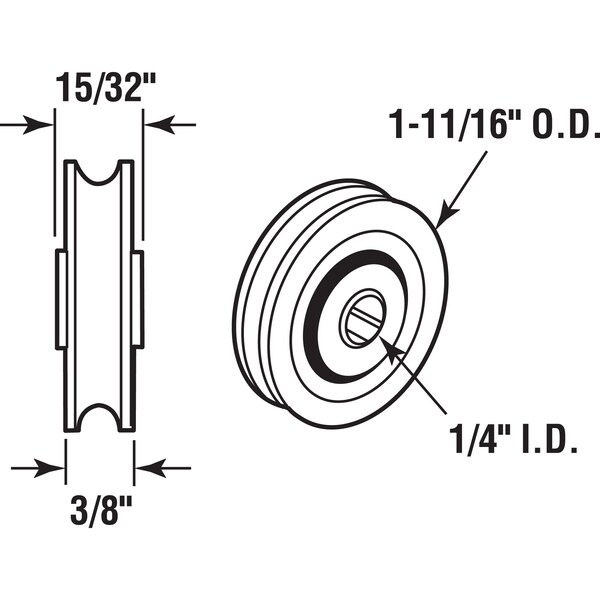Prime-Line Nylon Roller, Steel Ball Bearings, 1-11/16 in. Diameter, 7/16 in. Wide (2 Pack) - D 1716