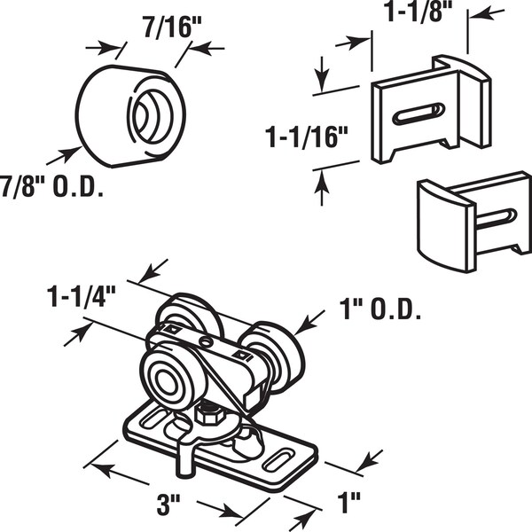 Prime-Line Prime-Line 0.88 in. D X 3 in. L Mill White Steel Hardware Kit 1 pk - 162450
