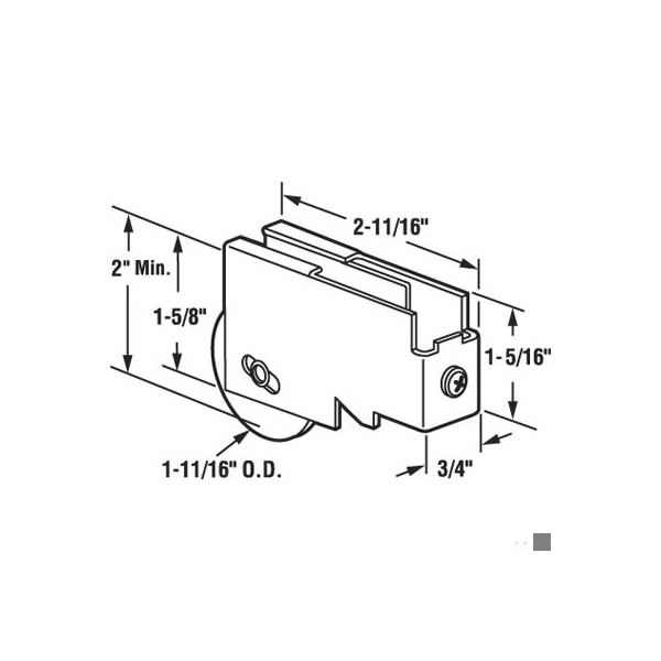 Prime-Line 1-11/16 in. Nylon Ball Bearing Roller Assembly, Plain Back, Steel Construction (Single Pack) - D 1557