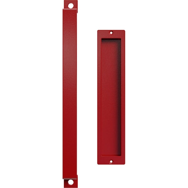 Ekena Millwork 16" Pull Handle & 12" Flush Pull for 2 1/4" Doors, Regal Red - GB6001PP51612RR