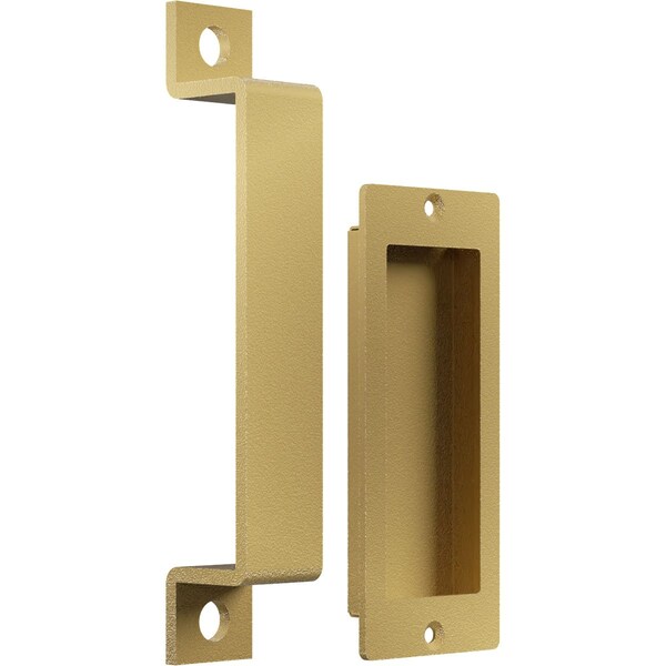 Ekena Millwork 7" Pull Handle & 6" Flush Pull for 1 3/4" Doors, Jacob's Gold - GB6001PP4076G