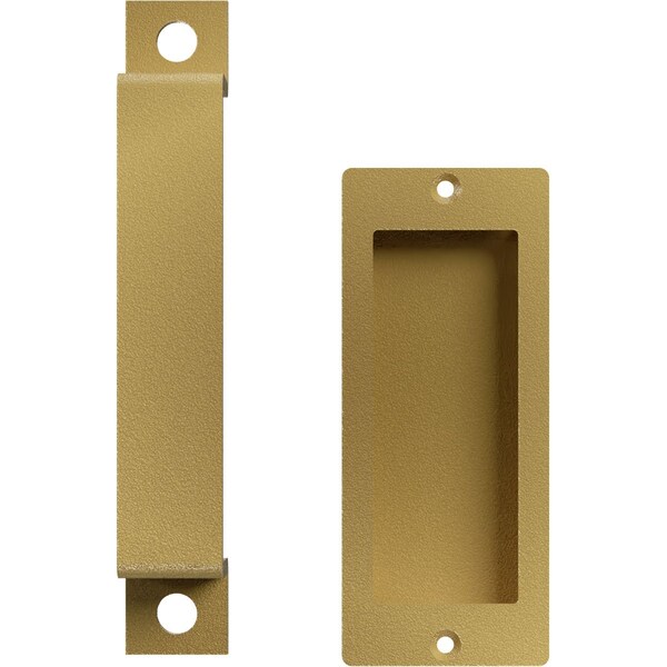 Ekena Millwork 7" Pull Handle & 6" Flush Pull for 1 3/4" Doors, Jacob's Gold - GB6001PP4076G