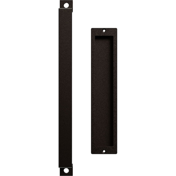 Ekena Millwork 16" Pull Handle & 12" Flush Pull for 1 3/4" Doors, Arch Bronze - GB6001PP41612AB