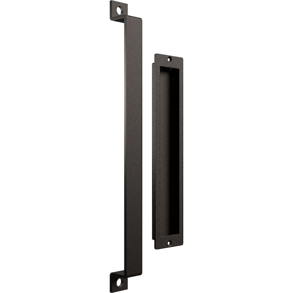 Ekena Millwork 16" Pull Handle & 12" Flush Pull for 1 3/4" Doors, Arch Bronze - GB6001PP41612AB