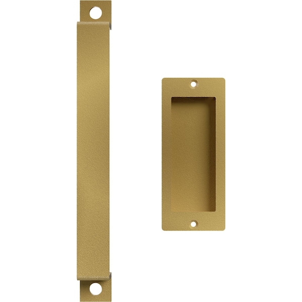 Ekena Millwork 11" Pull Handle & 6" Flush Pull for 1 3/4" Doors, Jacob's Gold - GB6001PP4116G