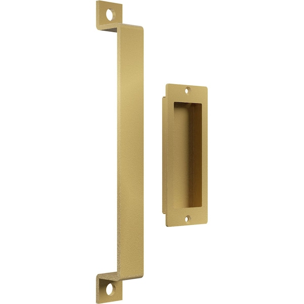 Ekena Millwork 11" Pull Handle & 6" Flush Pull for 1 3/4" Doors, Jacob's Gold - GB6001PP4116G