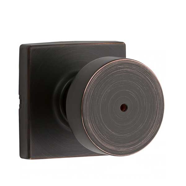 Kwikset Kwikset: Pismo Privecy Door Knob with Square Rose / Venetian Bronze - KWS-730PSK-SQT-11P