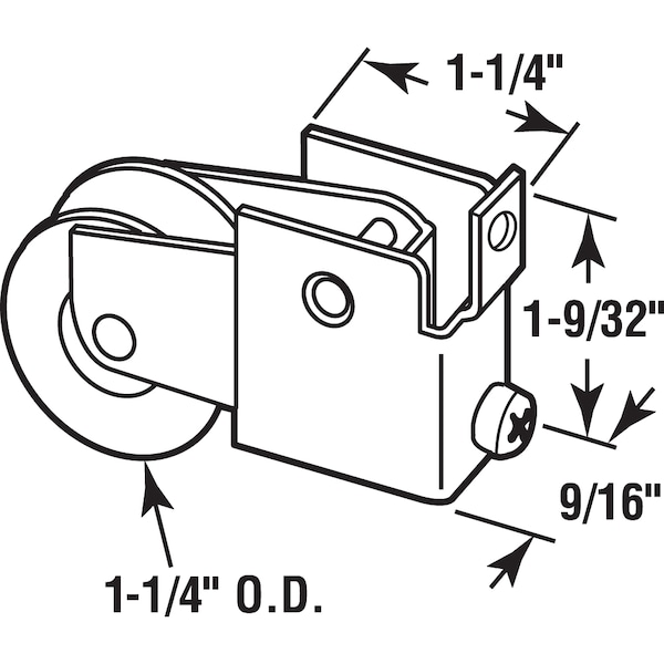 Prime-Line 1-1/4 in. Steel Ball Bearing, F-Tab Style Rollers Single Pack - D 1509