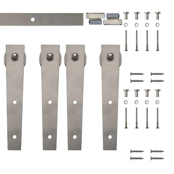 Quiet Glide Soft Close 60" Satin Nickel Wedge Mini Double Barn Door Hardware - NT.1310.02.SN-60-2-SC