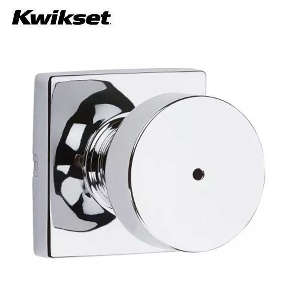 Kwikset Kwikset: Pismo Privecy Door Knob with Square Rose / Polished Chrom - KWS-730PSK-SQT-26