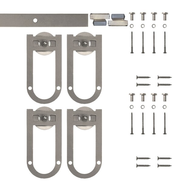 Quiet Glide Soft Close 60" Satin Nickel Horseshoe Min Double Barn Door Hardware - NT.1310.08.SN-60-2-SC