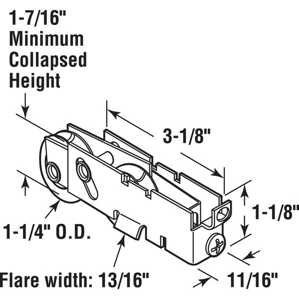 Prime-Line 1-1/4 in. Nylon Ball Bearing Sliding Door Tandem Roller Assembly (Single Pack) - D 2049