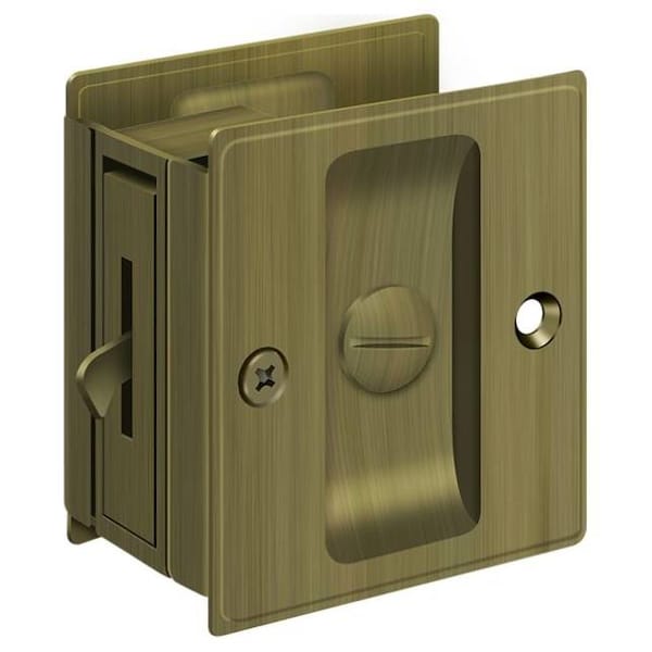 Deltana Pocket Lock, 2-1/2" X 2-3/4" Privacy Antique Brass - SDL25U5