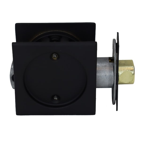 Emtek Square Passage Pocket Door Tubular Lock with Passage Strike Plate Flat Black Finish - 2134US19