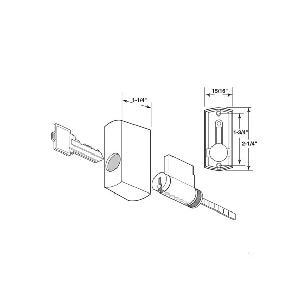 Prime-Line Sliding Door Keyed Locking Unit in White Diecast, 1-3/4 in. Hole Centers (Single Pack) - E 2145