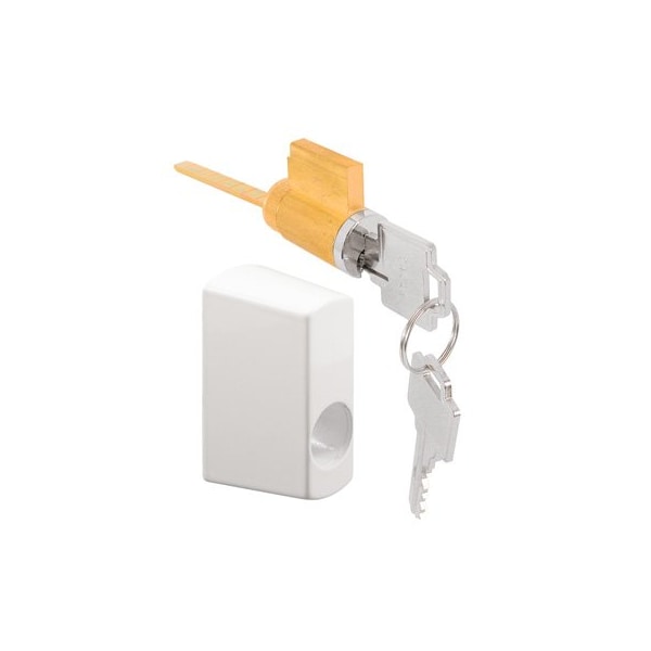 Prime-Line Sliding Door Keyed Locking Unit in White Diecast, 1-3/4 in. Hole Centers (Single Pack) - E 2145