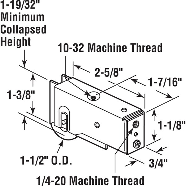 Prime-Line Prime-Line 1-1/2 in. D X 2-5/8 in. L Steel Roller Assembly 1 pk - 13135