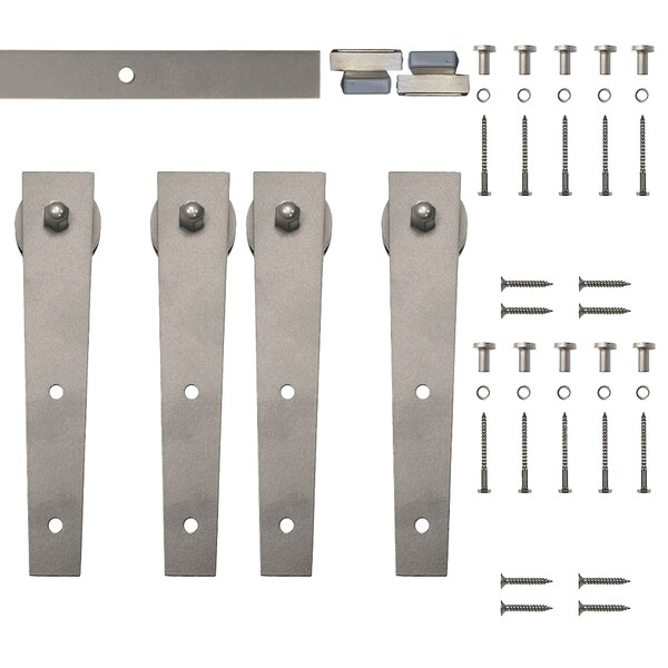 Quiet Glide Soft Close 72" Satin Nickel Wedge Mini Double Barn Door Hardware - NT.1310.02.SN-72-2-SC