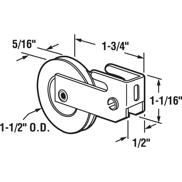 Prime-Line 1-1/2 in. Steel, Sliding Door Roller Assembly with Nylon Roller, for Ador Single Pack - D 1546