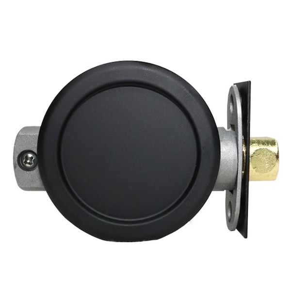 Emtek Round Passage Pocket Door Tubular Lock with Passage Strike Plate Flat Black Finish - 2144US19