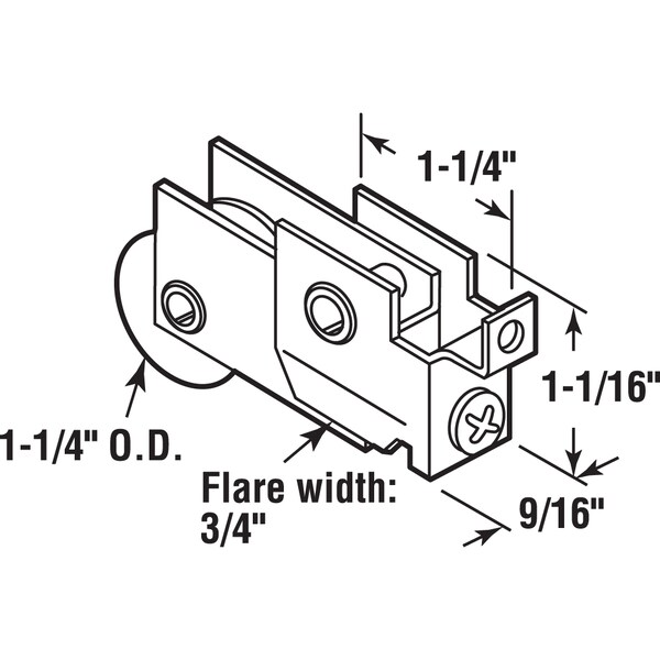 Prime-Line 1-1/4 in. Nylon Ball Bearing Sliding Door Roller Assembly Single Pack - D 1815