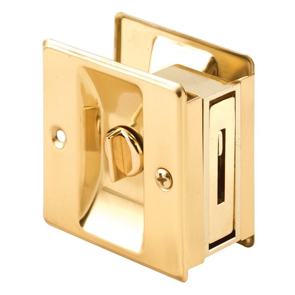 Prime-Line Prime-Line 2.5 in. D X 2.5 in. L Polished Brass Gold Solid Brass Pocket Door Privacy Lock 1 pk - 161495