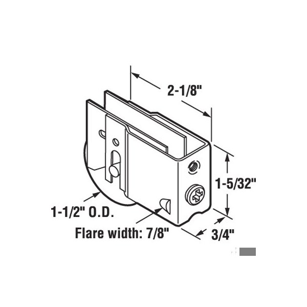 Prime-Line Single 1-1/2 in. Steel Roller Assembly, Ball Bearing, Plain Back Housing (Single Pack) - D 1826