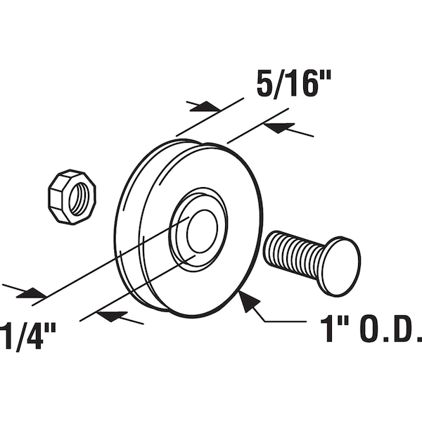 Prime-Line Steel Ball Bearing Roller Replacement, 1 in. Diameter, Bolt and Nuts 2 Pack - D 1500