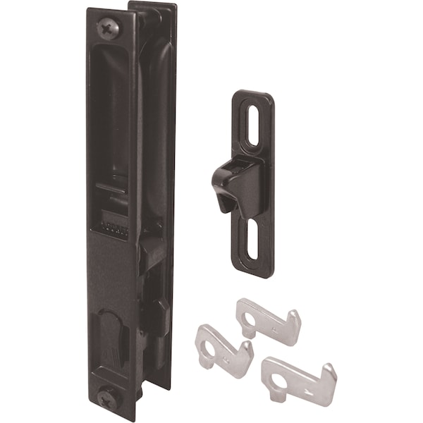 Prime-Line Black Diecast, Keyed Sliding Door Flush Handle Set - C 1043