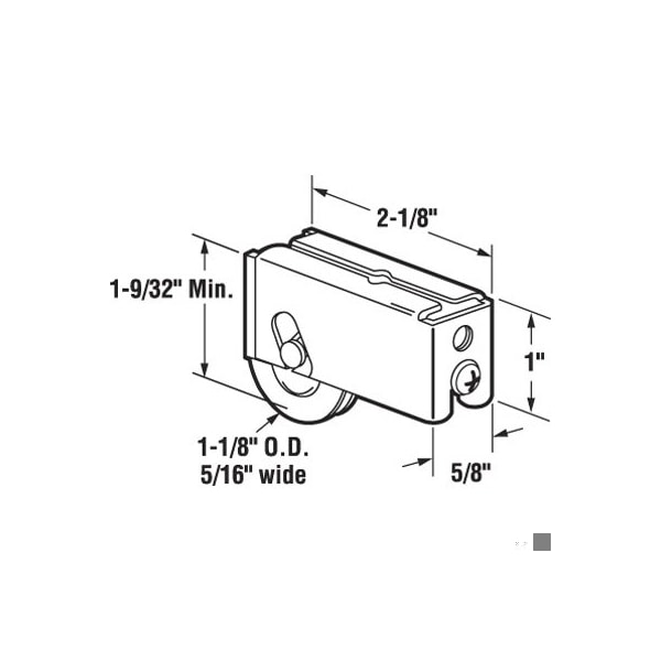 Prime-Line Single 1-1/8 in. Steel Roller Assembly, Ball Bearing, Plain Back Housing (Single Pack) - D 1596