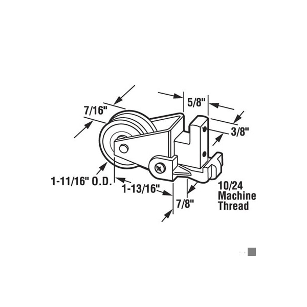 Prime-Line 1-11/16 in. by 7/16 in. Nylon Roller Assembly, Art Door (Single Pack) - D 1555