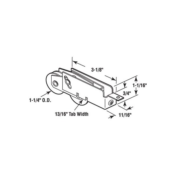 Prime-Line 1-1/4 in. Steel Ball Bearing Tandem Roller Assembly, B-Tab (Single Pack) - D 1775