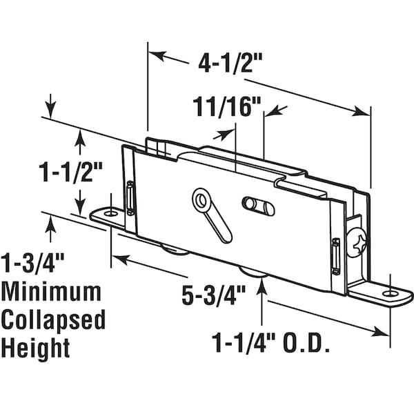 Prime-Line 1-1/4 in. Steel Ball Bearing Tandem Roller Assembly, End Adjustment Single Pack - D 1980