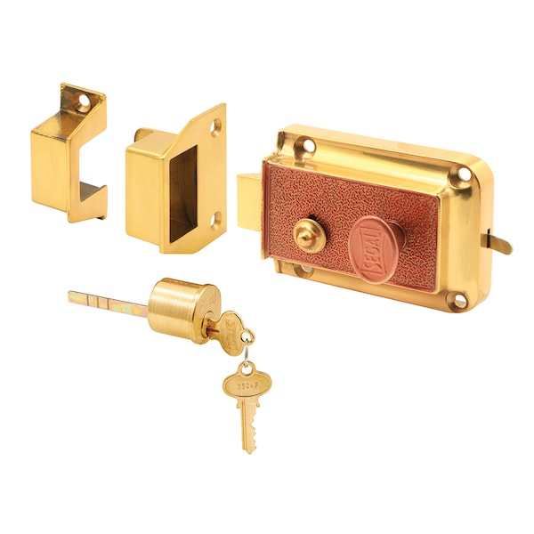 Prime-Line Rim Deadlatch, Cast Bronze Construction, Polished Brass-Plated Finish Single Pack - SE 13312