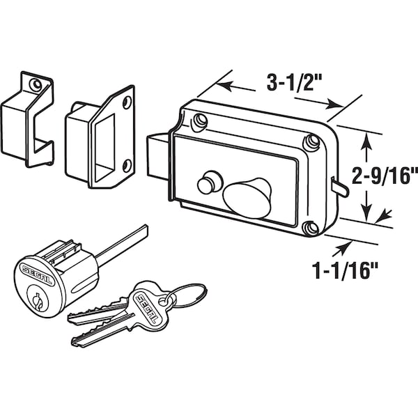 Prime-Line Rim Deadlatch, Cast Bronze Construction, Polished Brass-Plated Finish Single Pack - SE 13312