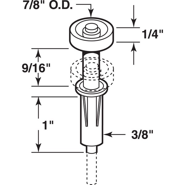 Prime-Line Prime-Line 7/8 in. D Silver Steel Bi-fold Door Wheel Guide 2 pc - 161515