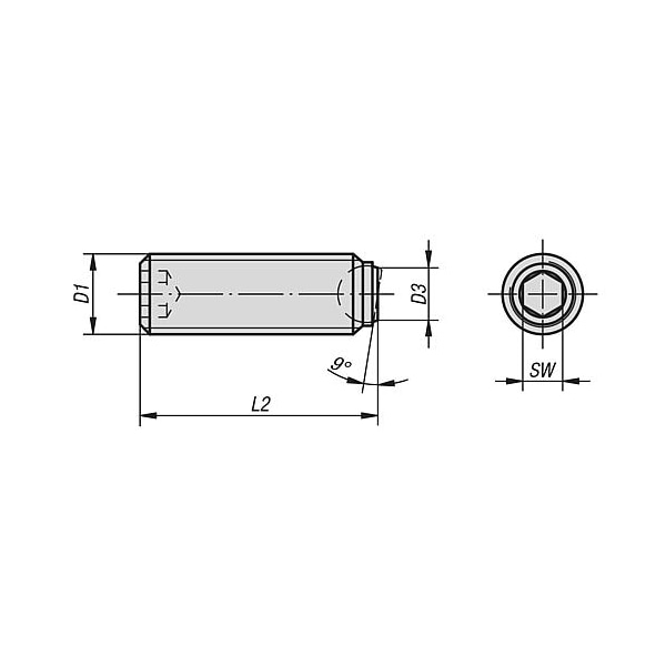 Kipp Ball-end thrust screws without head stainless with flattened ball - K0384.20880