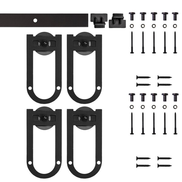 Quiet Glide Soft Close 72" Black Horseshoe Mini Double Barn Door Hardware - NT.1310.08.08-72-2-SC