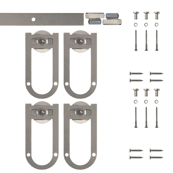 Quiet Glide Soft Close 48" Satin Nickel Horseshoe Min Double Barn Door Hardware - NT.1310.08.SN-48-2-SC