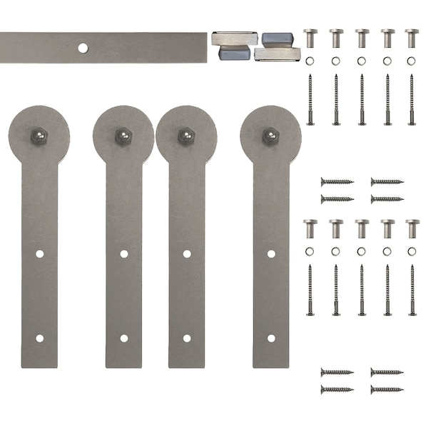 Quiet Glide Soft Close 72" Satin Nickel Round St Mini Double Barn Door Hardware - NT.1310.09.SN-72-2-SC