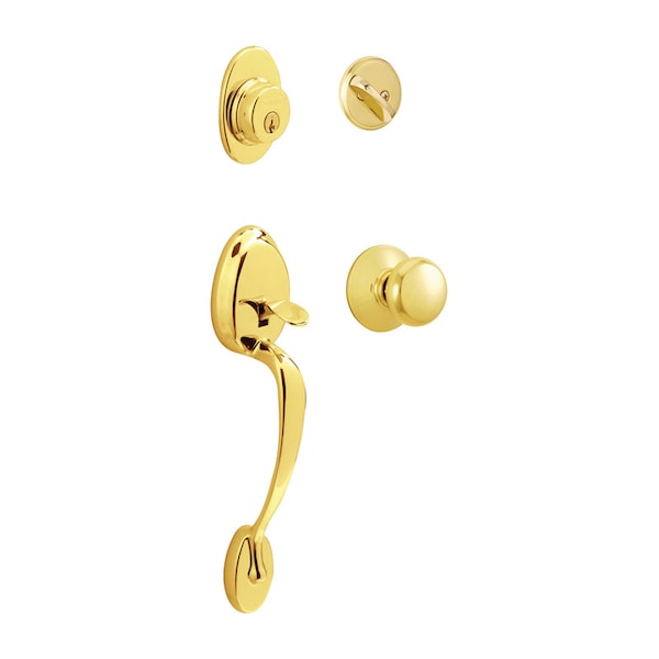 Schlage Schlage Plymouth Bright Brass Entry Handleset 1-3/4 in. - F60VPLYXPLY505
