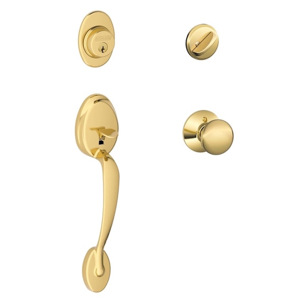Schlage Schlage Plymouth Bright Brass Entry Handleset 1-3/4 in. - F60VPLYXPLY505