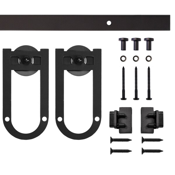 Quiet Glide Soft Close 48" Black Horseshoe Mini Single Barn Door Hardware - NT.1310.08.08-48-SC