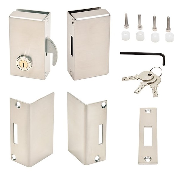 Cr Laurence Left Hand Sliding Glass Lock Brushed Stainless - SGDLBSL