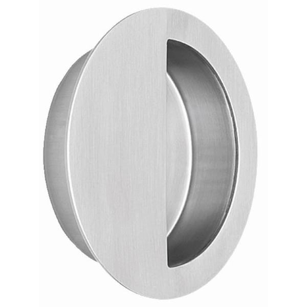 Omnia Round Half Covered Flush Pull Satin Stainless Steel 3-9/16 - 7507/90 US32D