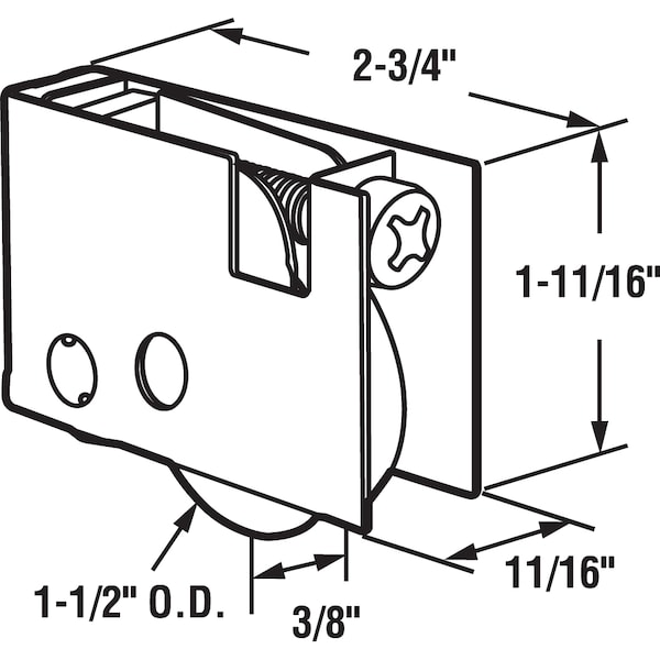 Prime-Line 1-1/2 in. Ball Bearing Steel Sliding Door Roller Assembly, for Pella Single Pack - D 1998
