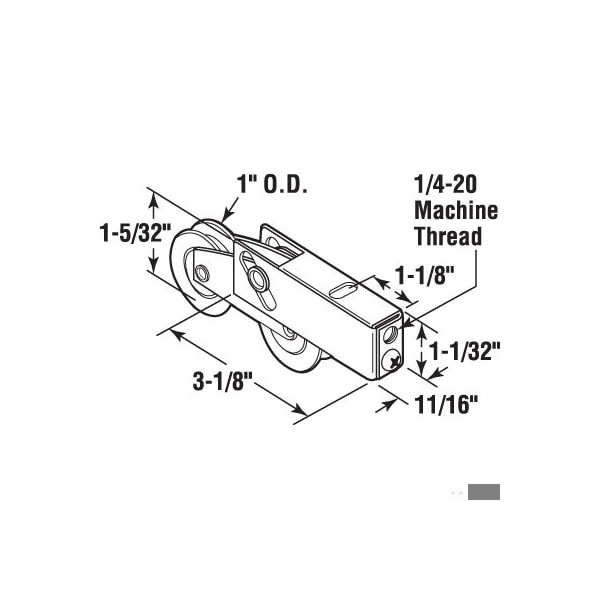 Prime-Line 1 in., Steel, Sliding Door Tandem Roller Assembly (Single Pack) - D 1979