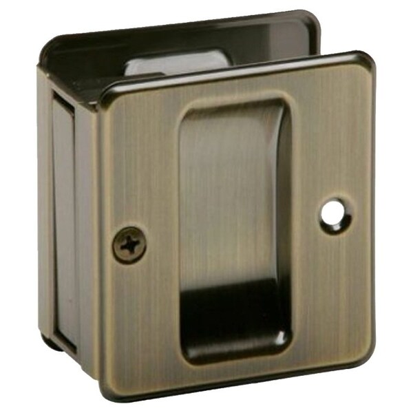 Schlage Pocket Door Pull, 212 in W, 234 in H, Brass, Antique Brass - SCP990B5
